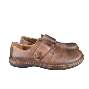 BOC Born Brown Leather Ankle Booties Clogs Women's Size 10 C40023 Comfort Casual